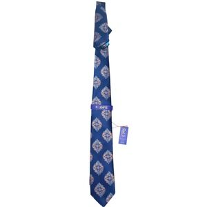 R.‎ Lewis Navy Blue Medallion Pattern Tie Career Workwear Office Professional